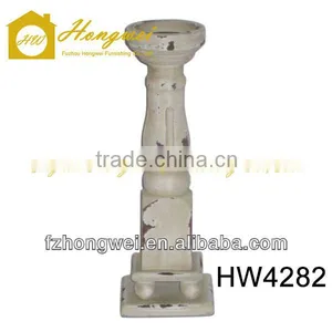 Hong Wei 2013 Autumn Antiquate White Wood Candle Holder thumbnail-1