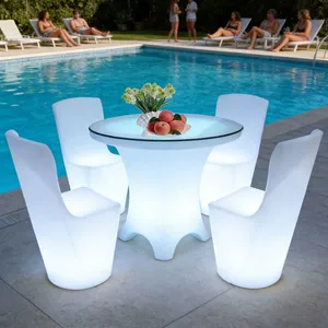 Luxury Bar Led Table Hotel Bar Table Flower-shape Home Furniture With RGB 16 Colors thumbnail-2