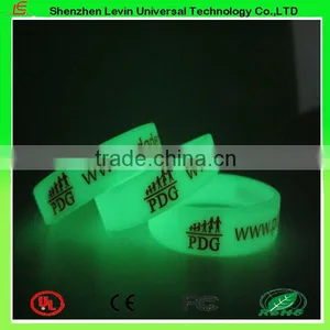 Business Adverting Printed Logo Glow in the Dark Silicone Fluorescent Bracelet thumbnail-1