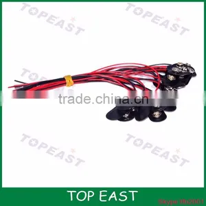 Faux Leather Housing T Type Wired 9V Battery Clips Connector Black Color thumbnail-4