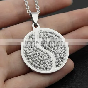 Stainless Steel Diamond Tai Chi Yin Yang Necklace Jewelry Wholesale thumbnail-3