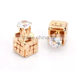 Fashion Women Big Elegant 22K Fake Gold Plated Crystal Stud Earring Designs thumbnail-1