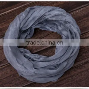 Trend All-match Dubai Muslim Man Women Neck Warmer Real Silk Solid Infinity Scarf thumbnail-6