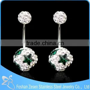 Nickel Free 316L Surgical Steel 14ga CZ Gem Paved Ferido Ball Belly Button Rings thumbnail-6