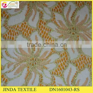2016 Gold Nylon Spandex Soft Golden Lace Fabric For Women Dress thumbnail-2
