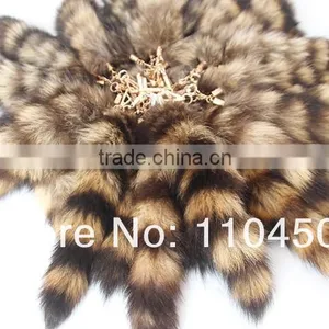 Factory Direct Sale 100% Genuine Raccoon Tails Key Chain for Garment Accessories thumbnail-1