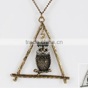 Fashion Vintage Long Chain Owl Pendant Necklace thumbnail-1