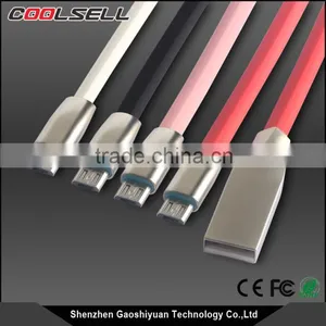 Zinc Alloy Metal Shell Flat Cable With 8 Colors Micro Usb Cable thumbnail-1
