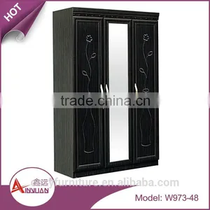 Foshan Bedroom Furniture Wooden Almirah Designs Cheap Mirrored Armoire Wall Mounted Wardrobe With Drawers thumbnail-4