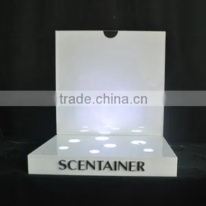 White Color Acrylic Cosmetic Displays, Make up Display Stand With Light thumbnail-1