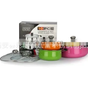 New Products 5pcs Colorful Stainless Steel Cookware Sets With Glass Lid thumbnail-6