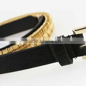 2015 Fashion Dress PU Belt With Shiny Gold Metal Accessories in Yiwu thumbnail-2