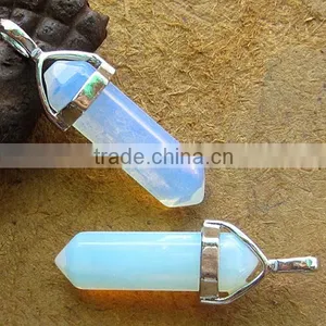 Natural Rhinestones Jewelry Pointed Crystal Hexagonal Pendant Necklaces Beads thumbnail-1