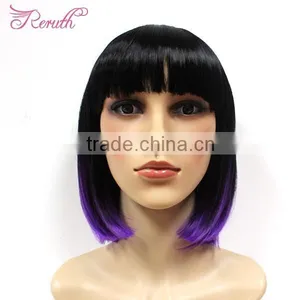 Wholesale Two Tone Colorful Human Short Bob Hair Lace Front Wig thumbnail-5