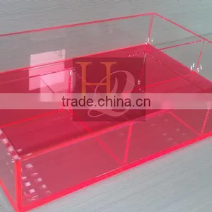 Acrylic Tray With Insert, Red Color Acrylic Compartment Jewelry Tray thumbnail-1