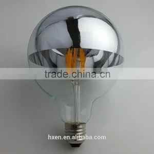 Mirror Head Bulb Filament Led Half Chrome Silver Mirror Dimmable 8W A19 A60 E27 E26 G125 Globe Bulb Led thumbnail-2