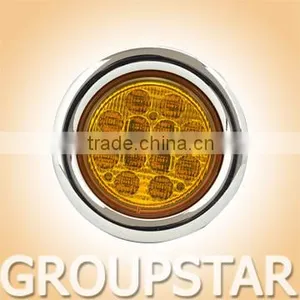 High Quality 4 Inch Round LED Tail Trailer Truck Tail Lamps With Chrome Grommet thumbnail-1