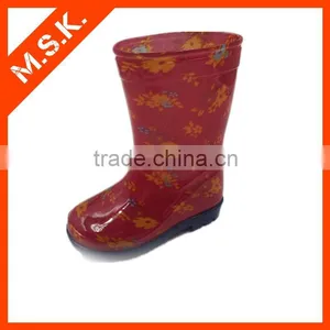 Red Color Easy Wearing Rubber Rain Boot for Kids thumbnail-1