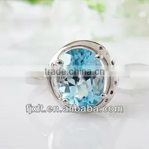 Latest Romantic 925 Sterling Silver Blue Topaz Jewelry Engagement Ring thumbnail-1