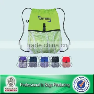 Lead-free 100% Recycled 210D Polyester Cinch Bag With Mesh Pockets thumbnail-2