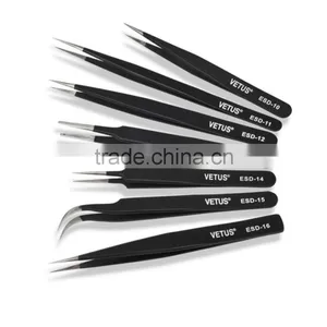 FEIT Electronics Esd Products Stainless Steel Eyelash Extension Black Anti Static Tweezers thumbnail-1