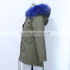 Wholesale Price Hot Selling Popular Parka Jacket With Real Silver Fox Fur Hood Trim thumbnail-5