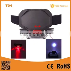 T03 1red Led + 2 LED Plastic Headlight Waterproof Outdoor Camping Head Torch 3*AAA Battery Led Headlamp thumbnail-1