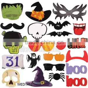 22pcs Halloween Decoration Photo Booth Props Fun Mustache Scary Boo Party Mask Trick or Treat Kids Favors Photography Supplies thumbnail-1