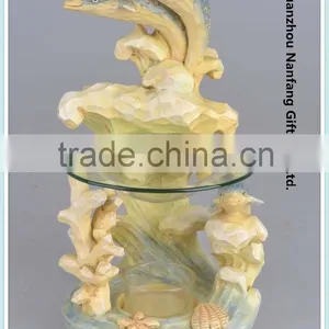 Tart Warmer Polyresin Wood Cut Dolphin Style thumbnail-1