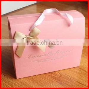 Elaborate Solid Pink Custom Logo Paperboard Gift Packaging Box With Ribborn Wholesale thumbnail-2
