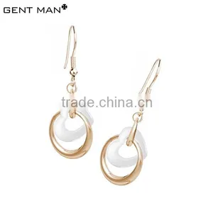 White Ceramic and Rose Gold Stainless Steel Earrings thumbnail-1