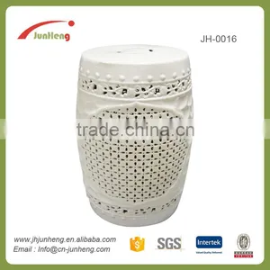 White Glazed Ceramic Round Stool, Dressing Stool, Sitting Stool for Bathroom thumbnail-1