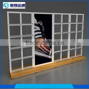 Different Glass Wood Shoes Display Wall Shelf thumbnail-1