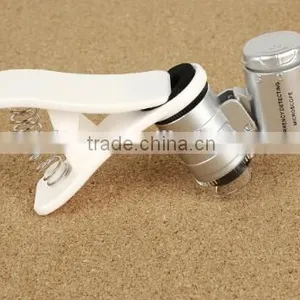 High Quality 60X LED UV Illuminated Universal Mobile Phone Microscope , Phone Clip Magnifier , Mini LED UV Pocket Microscope thumbnail-3