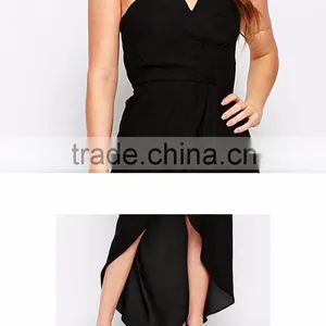 Plain Black Slim Fit Tube Dress Backless Long Evening Dress thumbnail-3