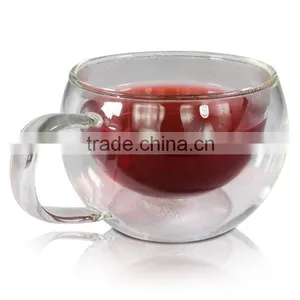 2016 Amazon Hot Sell Double Wall Glass Insulated Tea Cup Coffee Mug 12 oz With Bamboo Teaspoon thumbnail-2