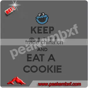 Iron-on Motif KEEP CALM AND EAT A COOKIE Rhinestone Transfer For Tees thumbnail-1