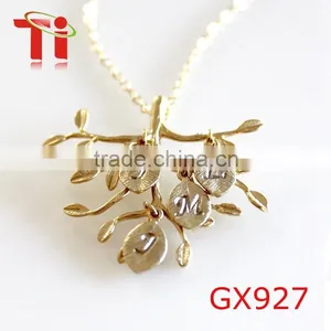 FAMILY TREE Necklace, Mother Grandmother Personalized Jewelry,18K Gold Stainless Steel Pendant thumbnail-1