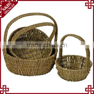Set of 3 Seagrass Woven Hanging Basket Flower Decorative Gift Basket thumbnail-1