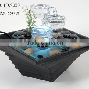 Poetic Mini Table Water Fountain With LED Light for Home Decoration thumbnail-3
