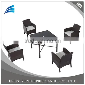 6-Piece Outdoor Patio Rattan Wicker Table Chair and Umbrella Set thumbnail-4