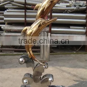 Professional Manufacturer Stainless Steel Outdoor Animal Dolphin Sculpture for Sale thumbnail-1
