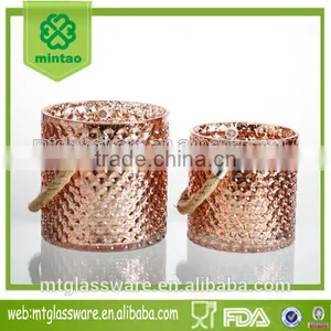 2-tier Rose Gold Short Staight Cylindrical Glass Hurricane With Hemp Rope Decal thumbnail-1