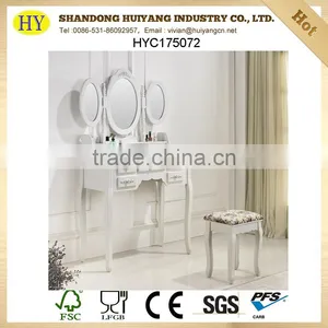 Custom European New Fashion Design Wooden Dressing Table With 3mirrors Wholesale thumbnail-1