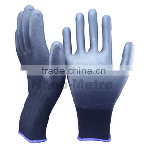 NMSAFETY 18g Polyurethane Dipped Glove Black Nylon PU Gloves thumbnail-1