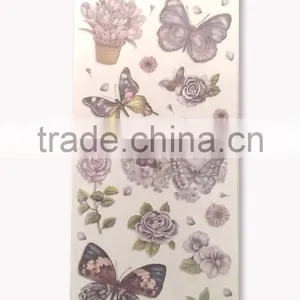 Purple Color Butterfly & Rose Design Sticker, Antique Decorative Shinny Glitter Sticker thumbnail-3