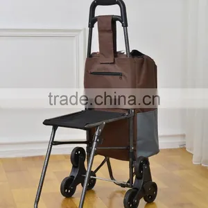 6 Wheels 600D Polyester Foldable Shopping Trolley Bag With Seat thumbnail-4