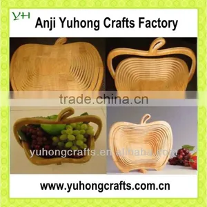 100% Bamboo Made Apple Shape Folding Fruit Basket thumbnail-1