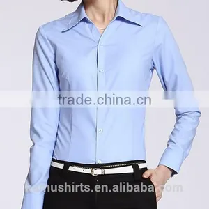 Long Sleeve Woman Formal Dress Shirts Cotton Office Lady Dress Blouse thumbnail-1