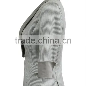 Latest Design Contrast Fibric Good Quality Slim Fit 2013 Neck Designs for Ladies Suit/ladies Half Sleeve Business Suit thumbnail-2